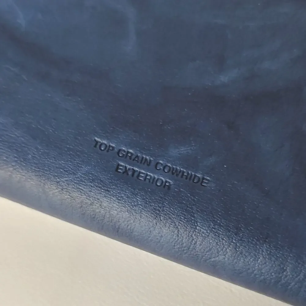 Buxton Top Grain Cowhide Leather Wallet Women's Blue Grey Floral Snap *FLAWED*